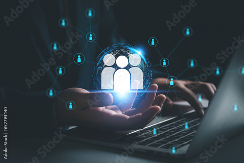 Fototapeta Naklejka Na Ścianę i Meble -  Global business structure of networking. Analysis and data exchange customer connection, HR recruitment and global outsourcing, Customer service, Teamwork, Strategy, Technology and social network