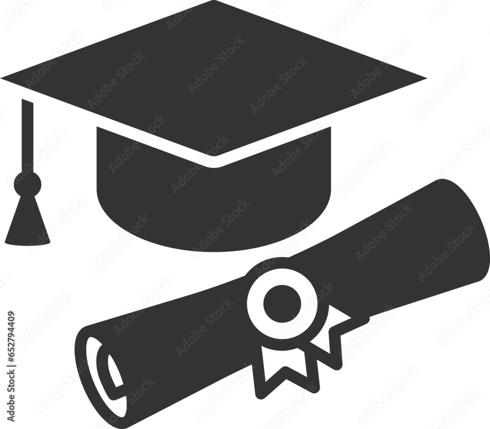 Education icon vector illustartion. College cap or graduate hat symbol. Student degree sign. - obrazy, fototapety, plakaty 