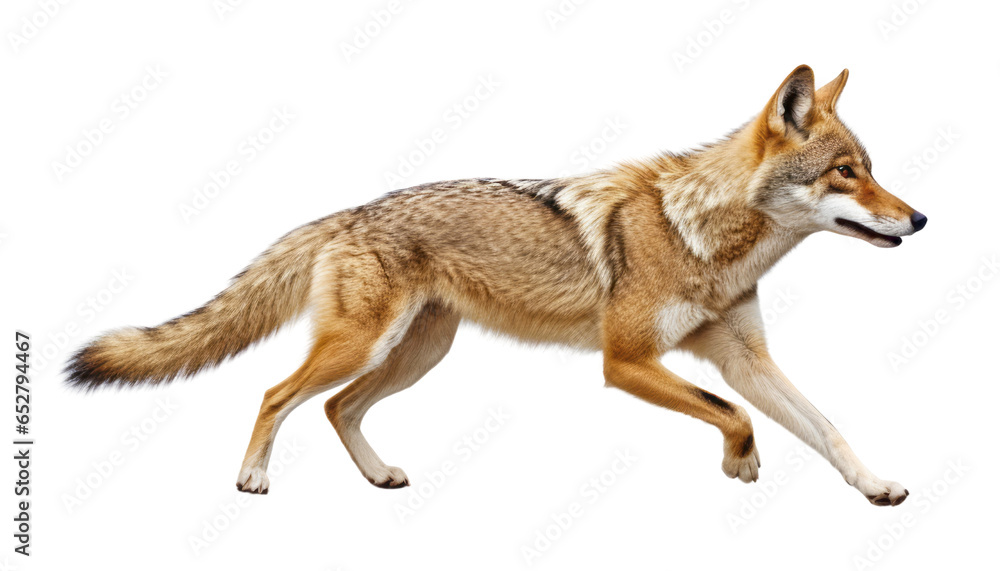 brown grey wolf isolated on transparent background cutout