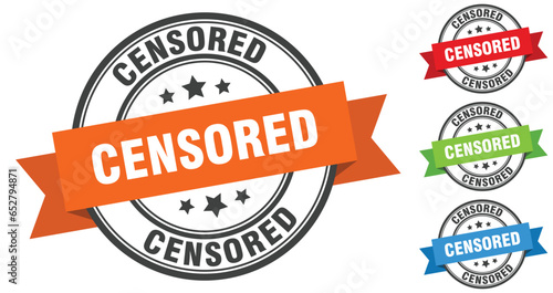 censored stamp. round band sign set. label