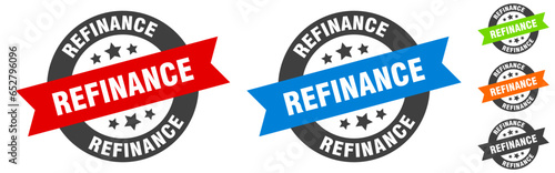 refinance stamp. refinance round ribbon sticker. tag