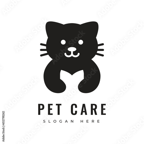 animal cat mammal character pet shop veteranian logo design vector graphic illustration