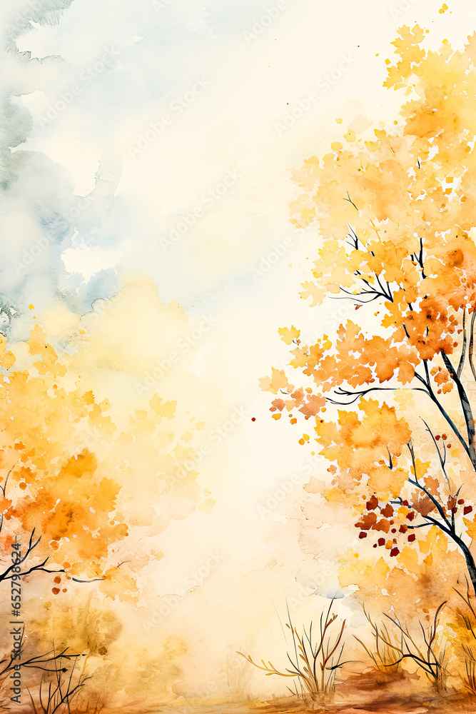 Watercolor Autumn Trees Digital Papers, Fall Backgrounds, Autumn Landscape, Fall Trees Clipart, Junk Journal Kit, Journal Digital Papers