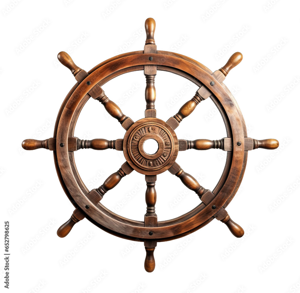 Steering hand wheel ship isolated on transparent background. PNG file, cut out