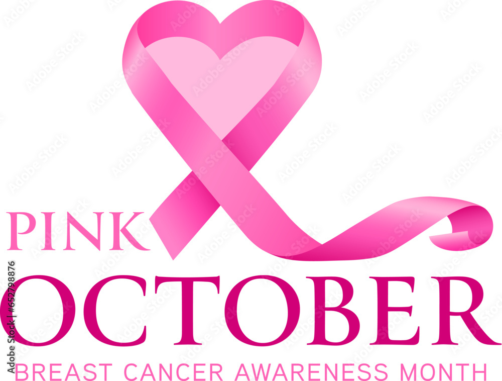 Pink ribbon symbol deisgn in heart shape. Breast cancer awareness month. Design for poster, banner, t-shirt. Vector illustration. Pink ribbon symbol deisgn in heart shape. Breast cancer awareness month. Design for poster, banner, t-shirt. Vector illustration.