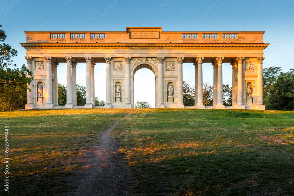 Colonnade on Homole hill (called Reisten or Rajstna) above Valtice castle in South Moravia. Czechia.