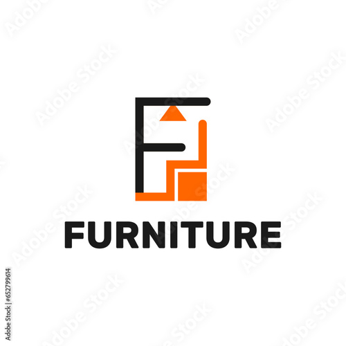 letter f furniture logo template