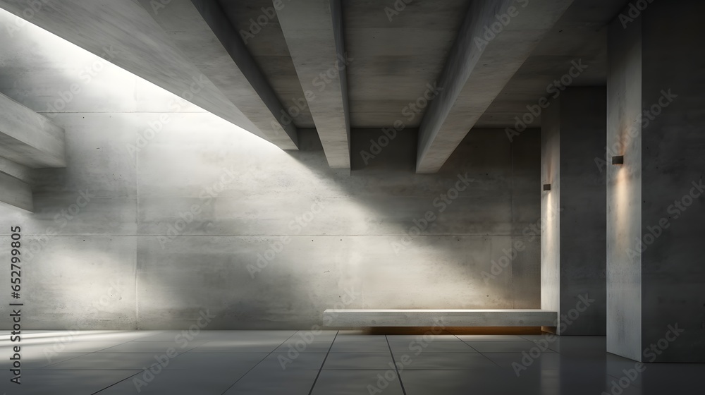 Abstract architecture background, empty rough concrete interior with diagonal columns.