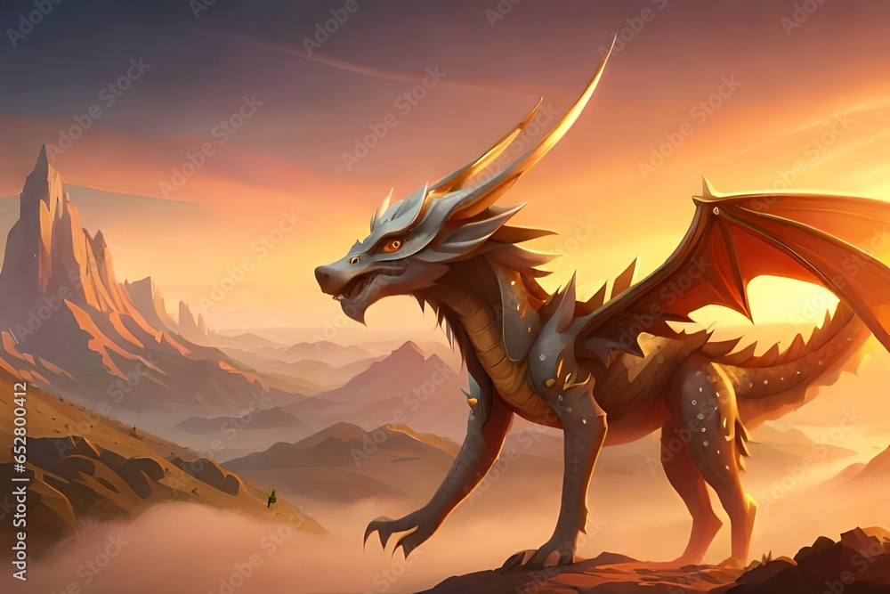 dragon at sunset