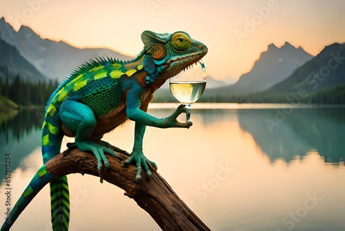 chameleon drinking water