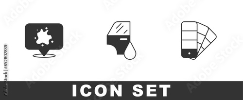Set Paint spray, Car painting and Color palette guide icon. Vector