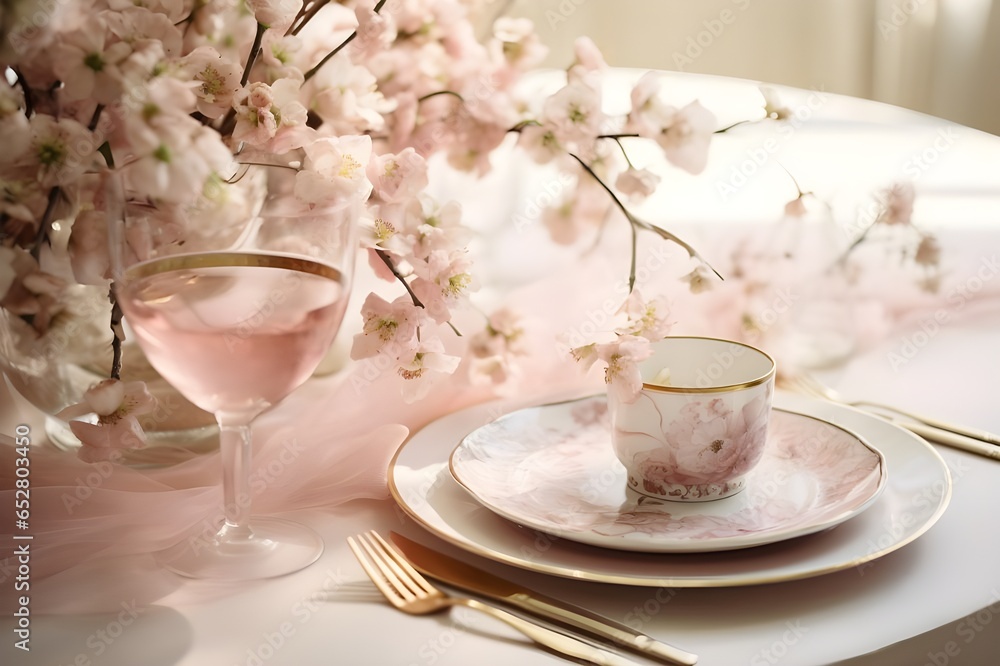 table setting with flowers table setting with flowers