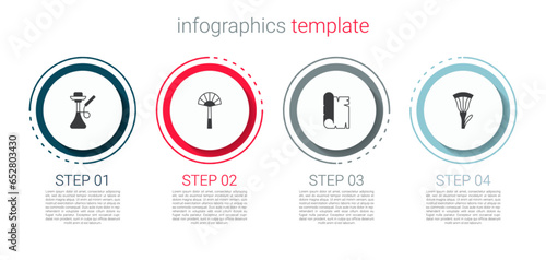 Set Hookah, Egyptian fan, Papyrus scroll and lotus. Business infographic template. Vector