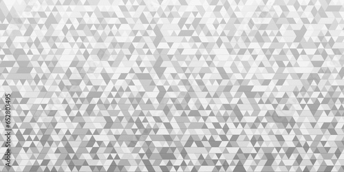Modern abstract seamless geomatric white and gray pattern background. Geometric silver pattern gray texture design print composed of triangles. Black triangle tiles pattern mosaic background.