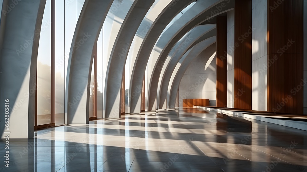 Architectural design of modern concrete hall.
