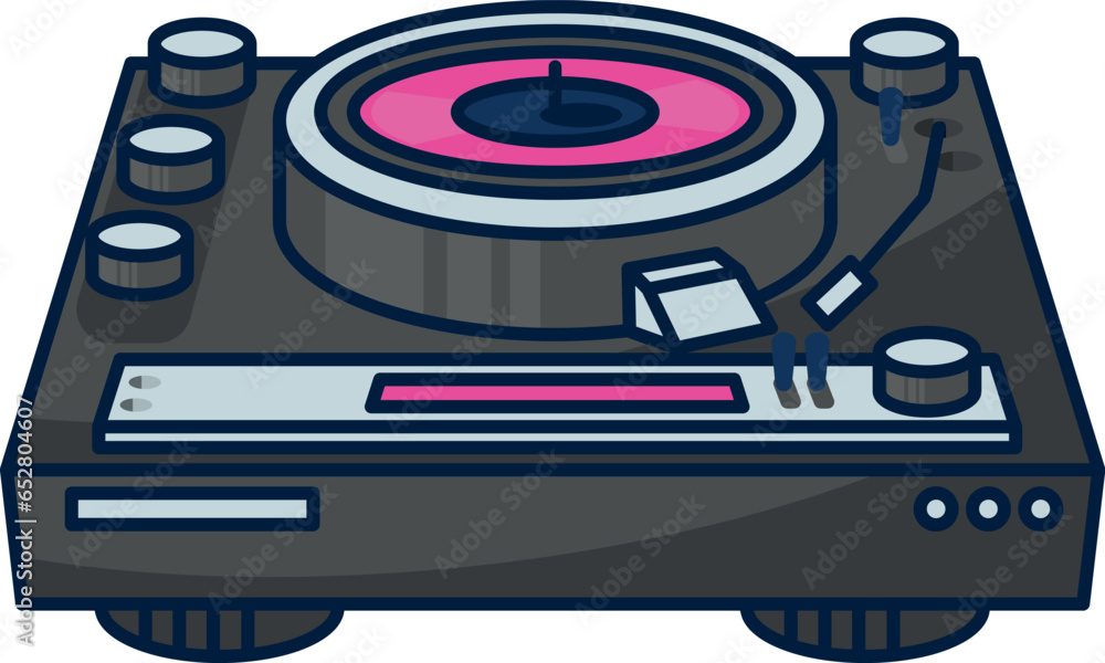 Fototapeta premium nineties pop art style vinyl turntable