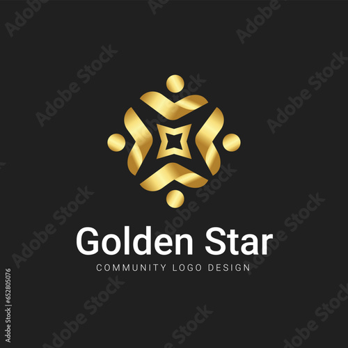 Premium Golden Color Community Logo Design - Luxury Gold and Black - Group Meeting Logo Concept 