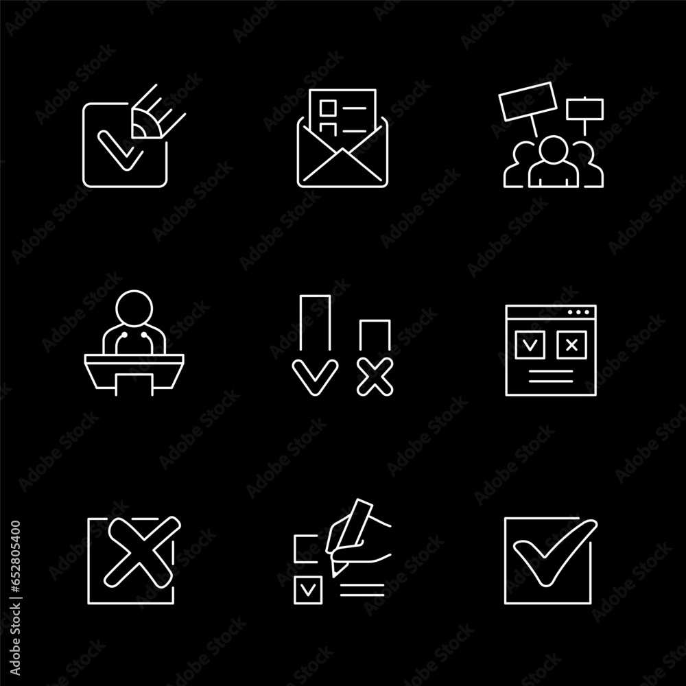 Set line icons of voting Set line icons of voting