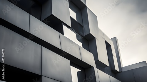 Detal architektury Projekt elewacji Nowoczesny budynek Czarno-biały