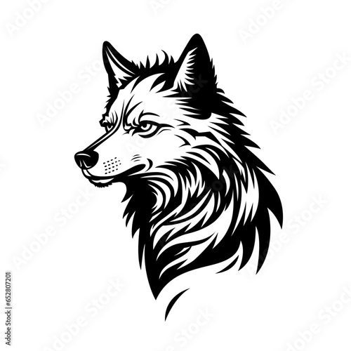 Drawing of a wolf's head.