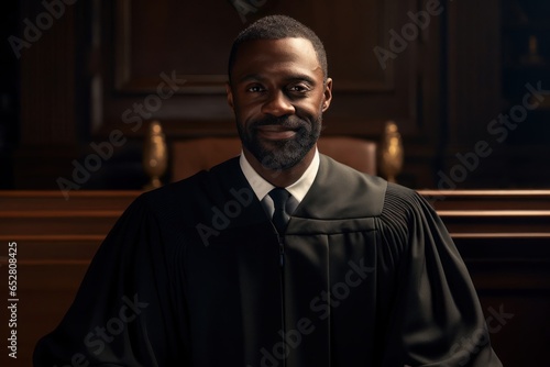 Black Male Judge Professional Career Work Environment Backdrop Generative AI