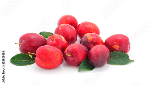 Plums ripe fruits, isolated on white.