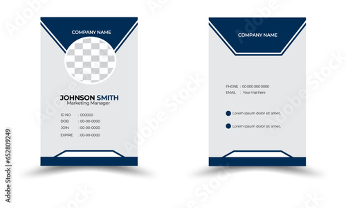 Modern ID Card Template with an author photo place.corporate id card design, Employee Id Card for Your Business or Company, agency id card design template.
