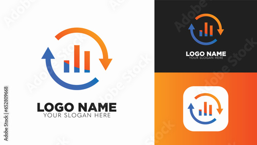 Circle progress logo design with financial logo creative arrow and diagram investment design graphic vector illustration