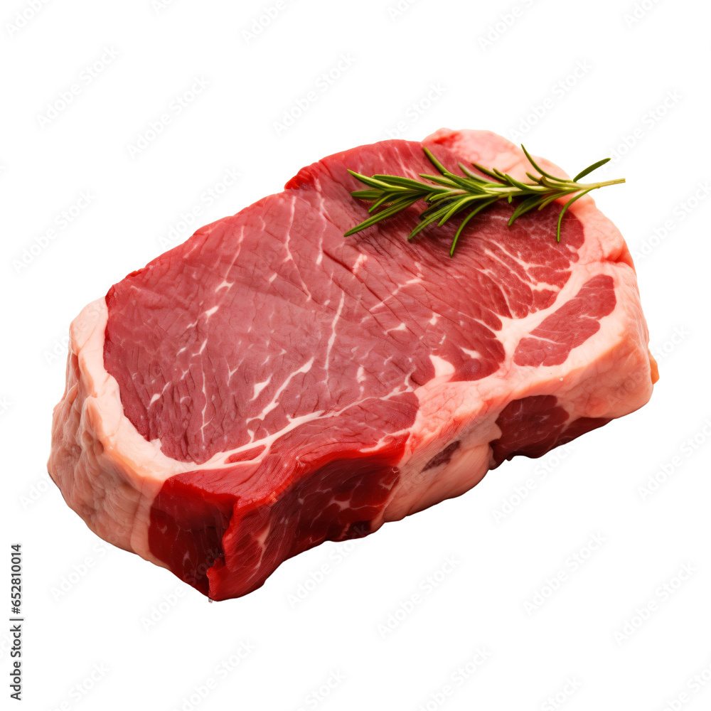 Beef Steak raw on transparent background, BBQ food meat preparation png