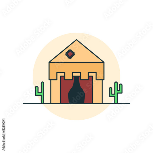Bazaar tent in desert vector illustration.