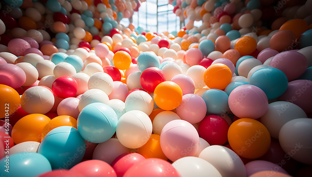 Colored Plastic Balls In Pool Of Game Room Ball Pit Or Pool Swimming