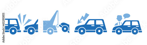 Car Insurance Icon with Blue Auto Element Vector Set