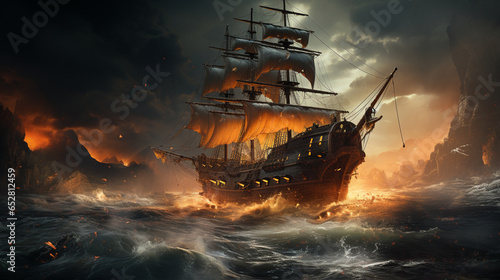Big Pirate Ship in the Ocean, Generative Ai