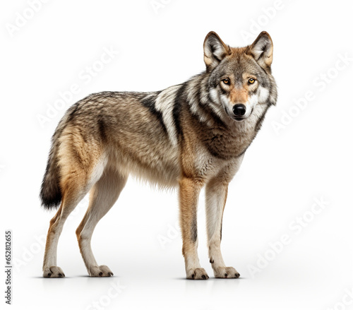 Wolf isolated in White background, Generative Ai	