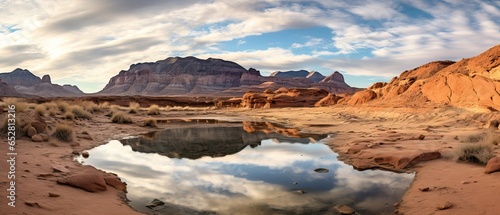 Desert Mountains during Midday. Insane reflection over a Little Lake © Boss