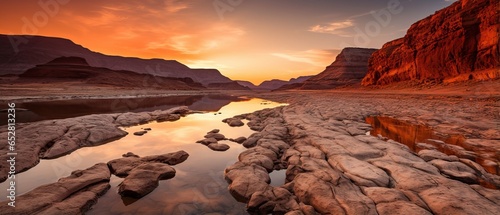 Desert Mountains during Sunset. Insane reflection over a Little Lake © Boss