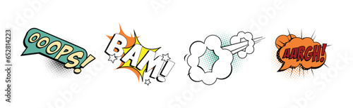 Comic Sound Effect and Pop Art Cloud Vector Set