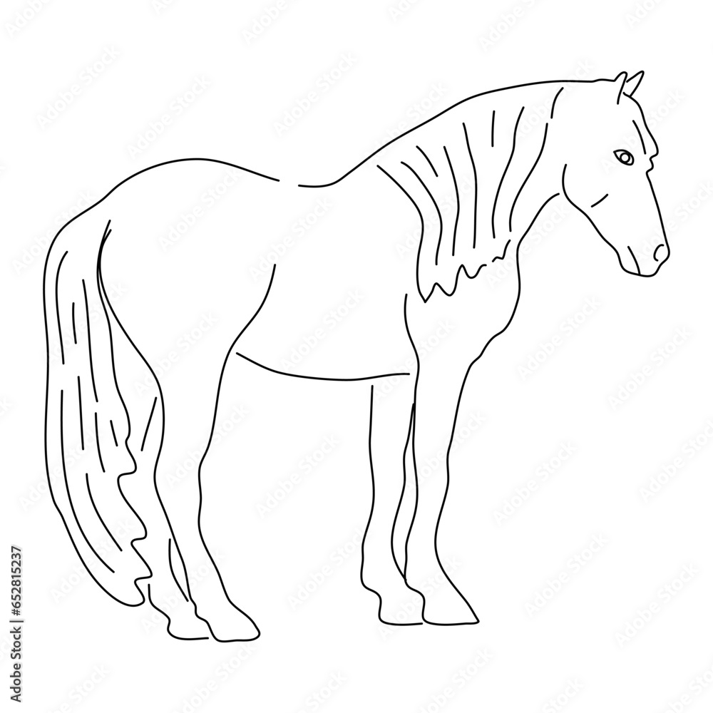 Horse illustration in hand drawn design. Vector editable stroke.