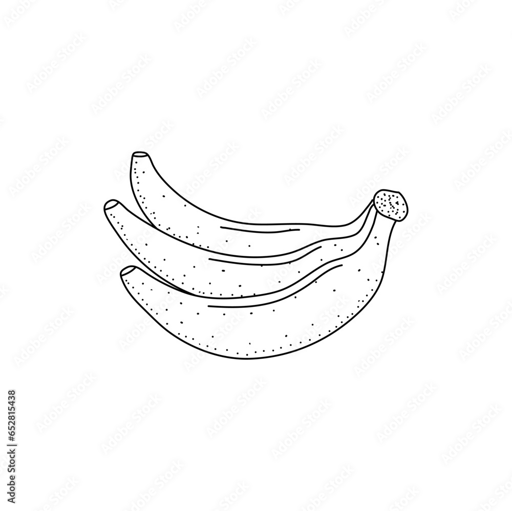 Banana icon in doodle sketch lines icon isolated on white background