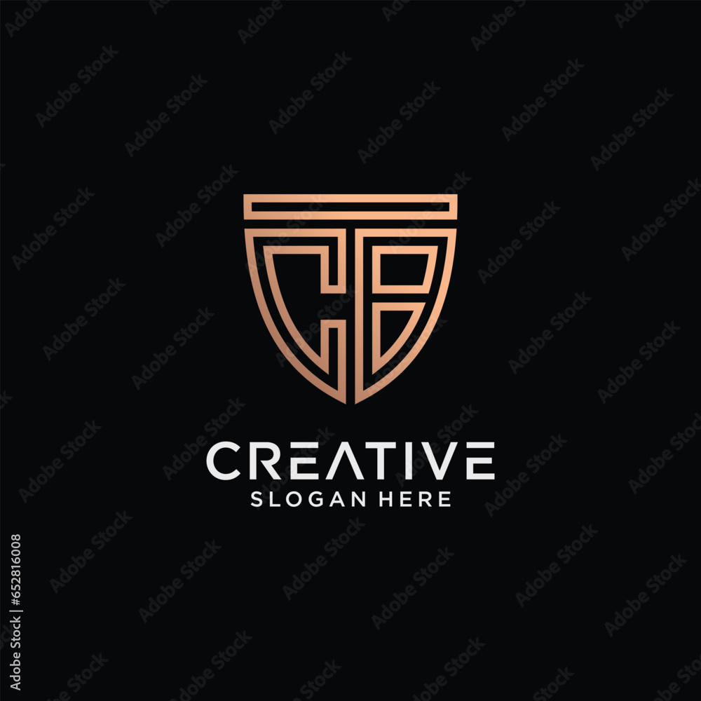 Creative style cb letter logo design template with shield shape icon Creative style cb letter logo design template with shield shape icon