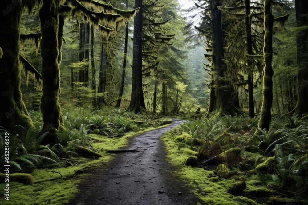 Exploring the Verdant Pathways of Olympic National Forest: A Captivating Landscape Image Celebrating Nature and Greenery in the Heart of Olympic National Park - obrazy, fototapety, plakaty 