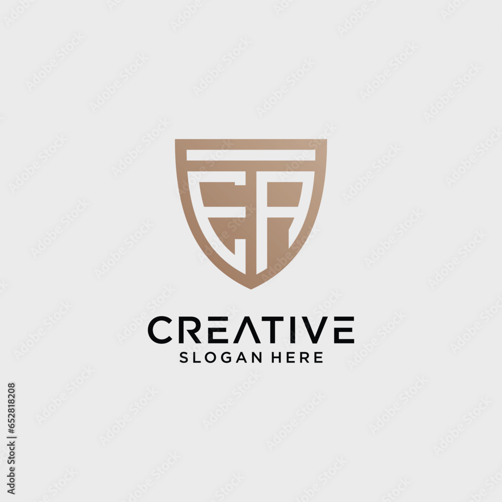 Creative style ea letter logo design template with shield shape icon Creative style ea letter logo design template with shield shape icon