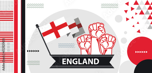 England national day banner, geometric abstract retro modern red white design. English people..eps
