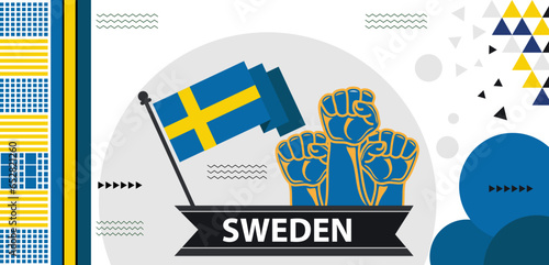 Sweden national day banner with geometric Design, Sweden geometric celebration day design..eps