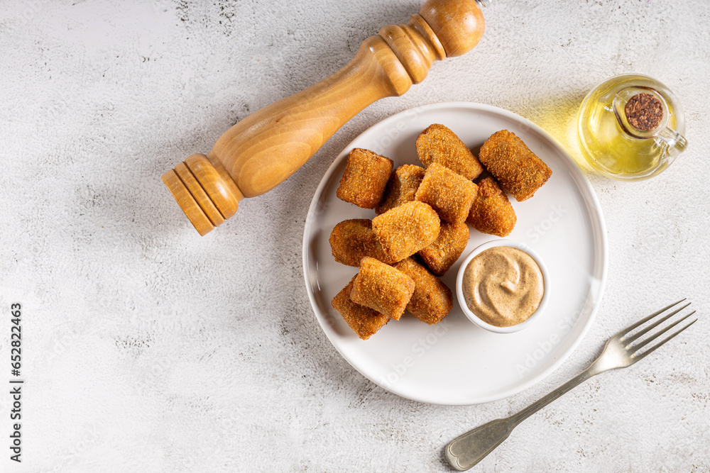 Fototapeta premium Delicious fried meat croquettes. Traditional croquette.
