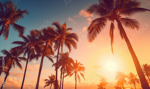 Majestic palm trees sway in the warm breeze. © Lidok_L