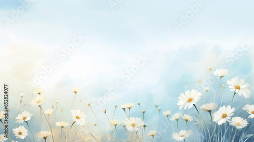 Abstract pastel background with wild little daisies