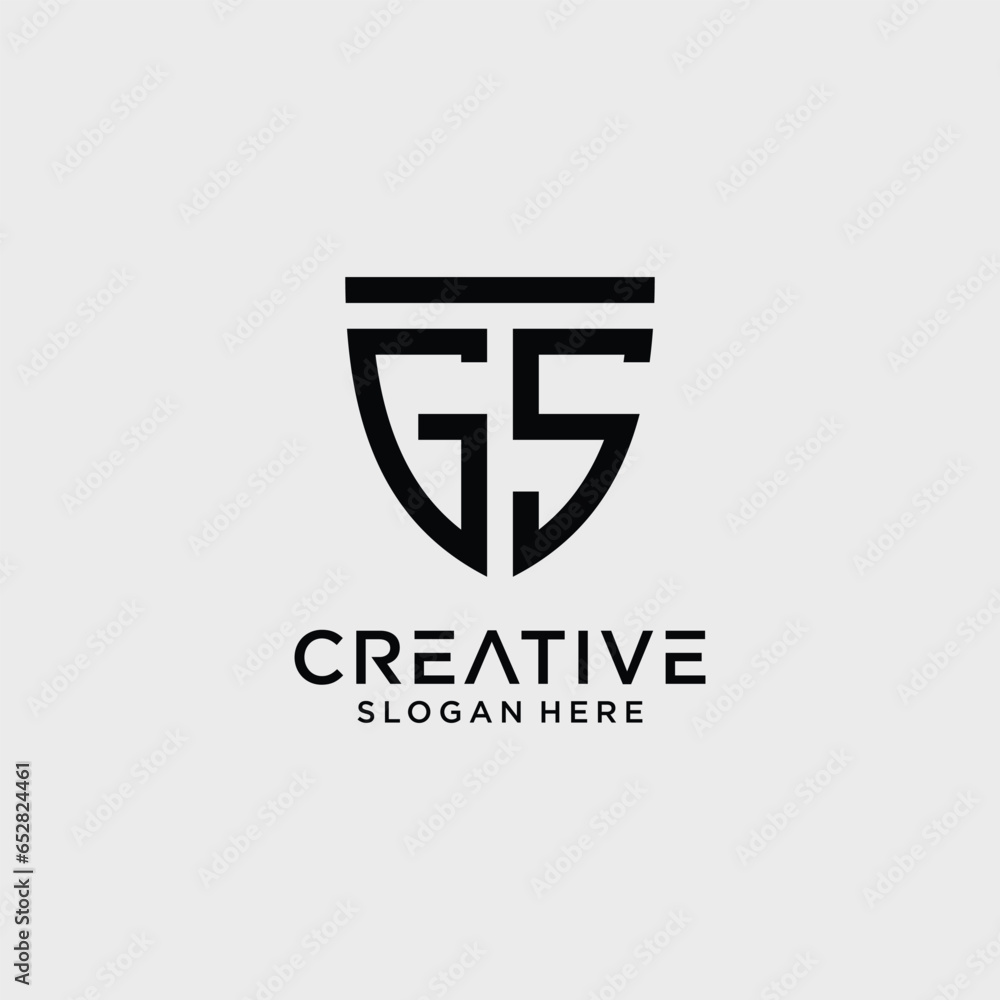 Creative style gs letter logo design template with shield shape icon Creative style gs letter logo design template with shield shape icon