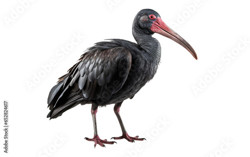 Black Bald Ibis Gerontic Isolated on Transparent Background PNG. Generative AI