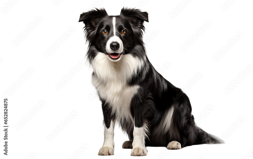 Border Collie Dog Isolated on Transparent Background PNG. Generative AI